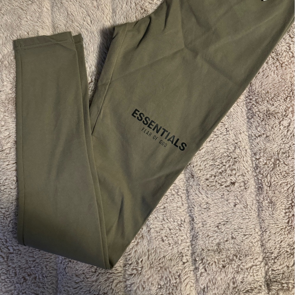 Fear of God Essentials Olive Green Leggings with Black Waistband - Picture 3 of 6